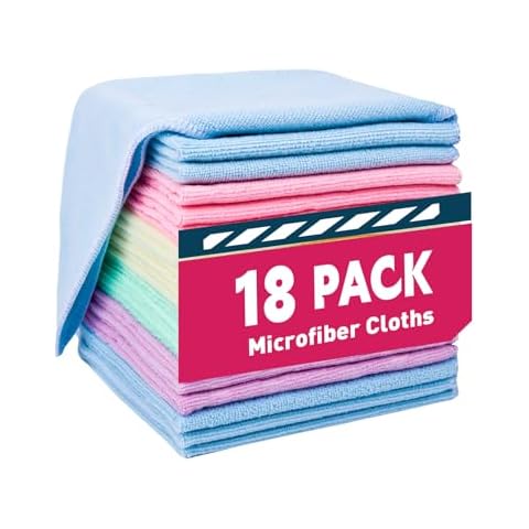 TEAWOO Microfiber Cleaning Cloths-18 Pack, Microfiber Towels Bulk, Microfiber Towels for Cars, Bulk Microfiber Towels for Home, Cleaning Rags 5 Colors Assorted (12x12 inches) Cover