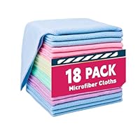 TEAWOO Microfiber Cleaning Cloths-18 Pack, Cleaning Rags, Microfiber Towels for Cars, Home 5 Colors Assorted (12x12 inches)