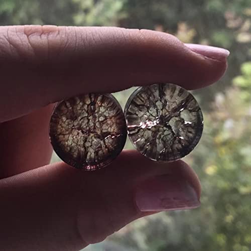 Pair 1-3/16" (30MM) BLACK SHATTERED GLASS PLUGS Double Flare Gauges Cracked Organic Tunnels (2pcs)4