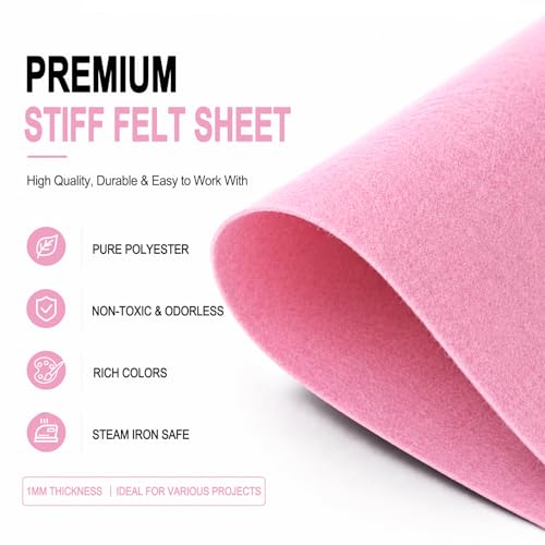 Image of Baby Pink Large Felt Fabric 36 inch x 36 inch (1 Square Yard), 1mm Stiff Felt Sheet, Nonwoven Fabric for Crafts, DIY Projects, Art, Sewing, Lining & Decorations