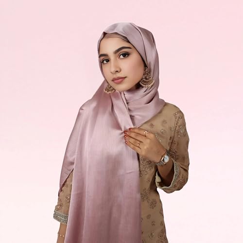 Image of Premium Muna Satin Hijab | Pack of 3 | 200 cm x 70 cm | Elegant Choice for All Occasions - Parties, Weddings & Festivals |