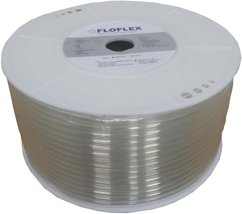 Pneumatic Tube Polyurethane, Clear (3/8" OD X 1/4" ID) 100 Meters (325 Feet) Tubing for Air, Oil, and Fluid Transfer, Air Line Pneumatic Tube
