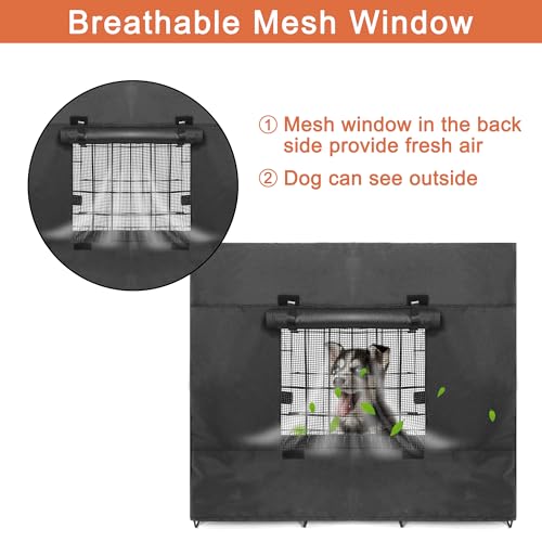 HABOPET Dog Crate Cover for 36 inches Wire Dog Crate, Waterproof, Double Door for Large Pet Kennel Cover, 36 x 23 x 25inch, Black - Thumbnail 4