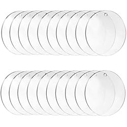 YEJAHY 20 discos acrílicos transparentes, redondos acrílicos transparentes, placa acrílica transparente, adecuados para marcos de fotos, pintura, manualidades, llavero (10 cm)