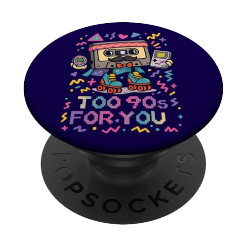 90 años - Design Retro, Videojuegos, Roller y Pixels Art PopSockets PopGrip Adhesivo