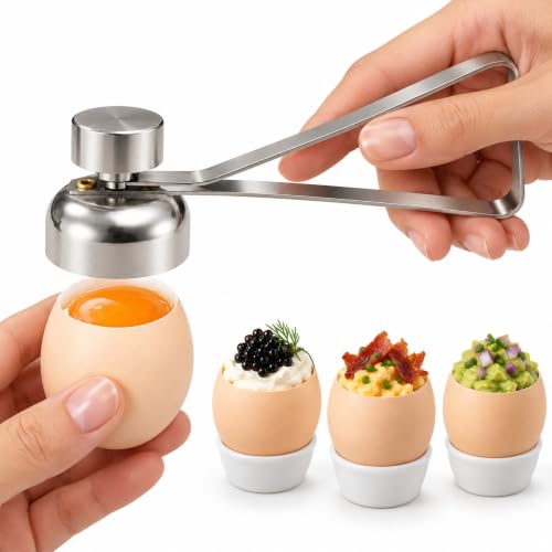 Cortador para huevos, Abridor de Huevo, Abridor con pesa, Separador de cáscara de huevo, Topper egg, Longitud 10.5 cm, Acero inoxidable, Apto para huevo crudo