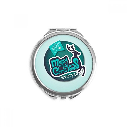 Miroir de maquillage de poche rond multicolore fait main 2,6" x 2,4" avec illustration renne