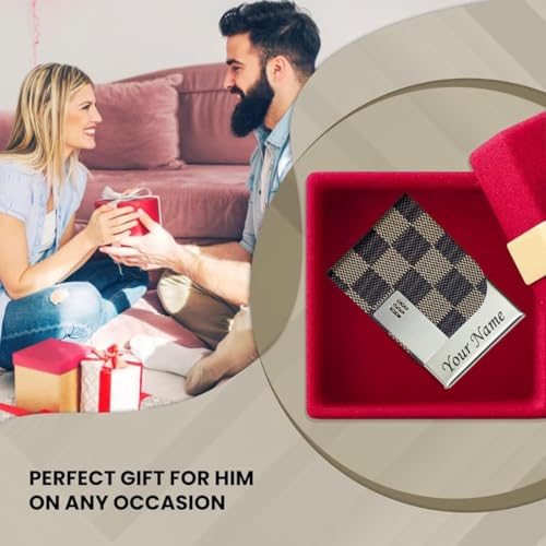 Image of Mini2buy Customized Name Engraved Card Holder for Credit, Debit, ATM, and Business Visiting Cards from Premium Stainless Steel Size Ideal for Personal use or Corporate Gifting (Bronze)