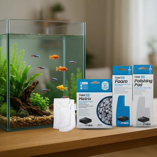 Image of Tidal 55 Filter Maintenance and Replacement Filter Media Kit, Including Gokul Brands Aquarium Filter Media Bags (Tidal 55 Polishing Pads, 55 Foam Filter Sponge, 55 Matrix Bio Media)
