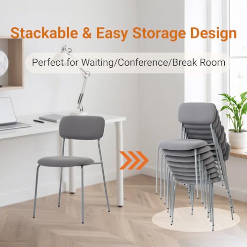 Image of Sidanli Reception Chair Set of 4, Stackable Waiting Room Seating for Office, Lobby, and Guest Use, Grey