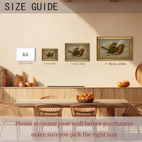 Vintage Gold Framed Wall Art Whimsical Frog Riding Bird Canvas Print — view 5