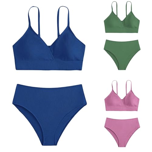 Girls Swimsuit Solid Bathing Suit 2 Piece 𝐓𝐰𝐢𝐬𝐭 𝐂𝐫𝐨𝐬𝐬 Adjustable Straps Bikinis for Teen Girls with Chest Pad2