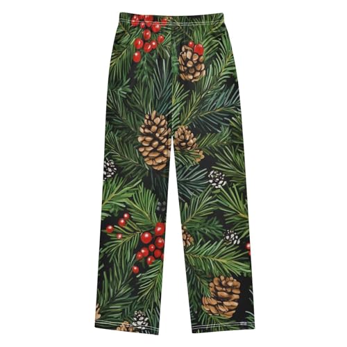 Pine Cone Berry Boys Long Pants Soft Trousers Elastic Waist Kids Lounge Bottoms with Pockets S-XL2