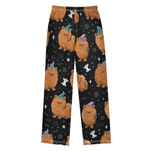 ZZXXB Halloween Pomeranian Boys Long Pants Soft Trousers Elastic Waist Kids Lounge Bottoms with Pockets S-XL2