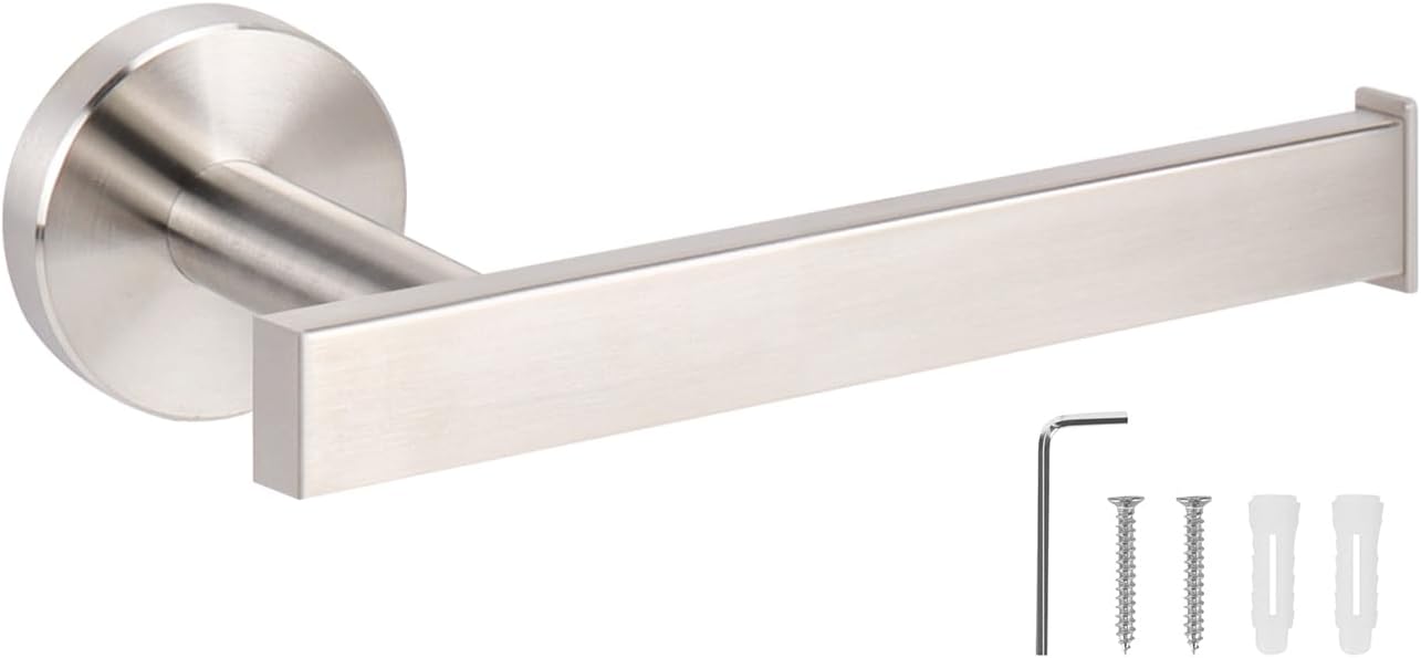 NearMoon Bath Square Toilet Paper Holder, Premium SUS304 Stainless Steel Rustproof Wall Mounted Toilet Roll Holder for Bathroom, Kitchen, Washroom (Brushed Nickel)