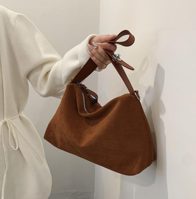 Women Suede Tote Bag Vintage Velvet Crossbody Bag 2025 Shoulder Bag Fall Winter Handbag Pillow Purse - Image 4