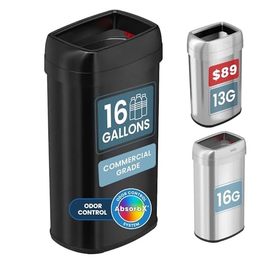 iTouchless 16 Gallon Open Top Trash Can