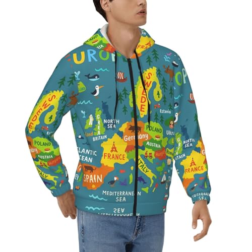 Sweat à capuche thermique pour homme veste zippée ample et chaude