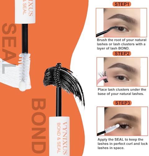 Lash Bond and Seal Eyelash Glue Waterproof Lash Cluster Glue Black Lash Glue VYNIXUS 2-IN-1 Eyelash Bond and Seal Cluster Lash Glue Long Lasting 72H+ DIY at Home - 4