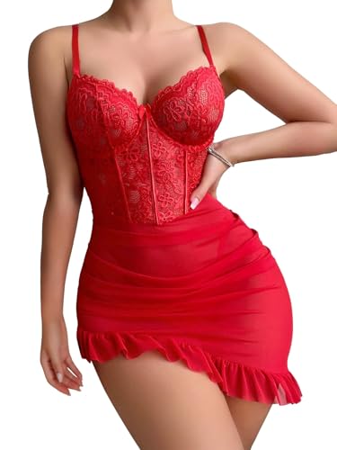 Image of Foxiny Underwire Lace Ruched Bodycon Lingerie Dress Kit