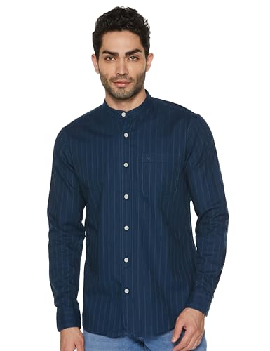 Image of Allen Solly Men's Casual Mandarin Collar Shirt | Regular Fit | Contemporary Design | Smart Casual Wear