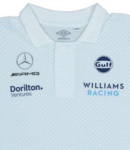 Umbro x Williams Racing F1 Team CVC Media Men's Polo Shirt, Brilliant White, Medium