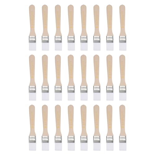 QUARKZMAN 24Pcs Brocha de Pintura de 5.3' con Cerdas de Nylon Suave de 0.8' de Ancho y Mango de Madera Para Paredes, Gabinetes, Cercas - Color Blanco