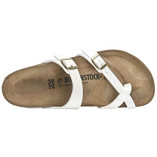 Image of Birkenstock Women's Open Back, White Patent Gold Birko Flor, 9.5-12