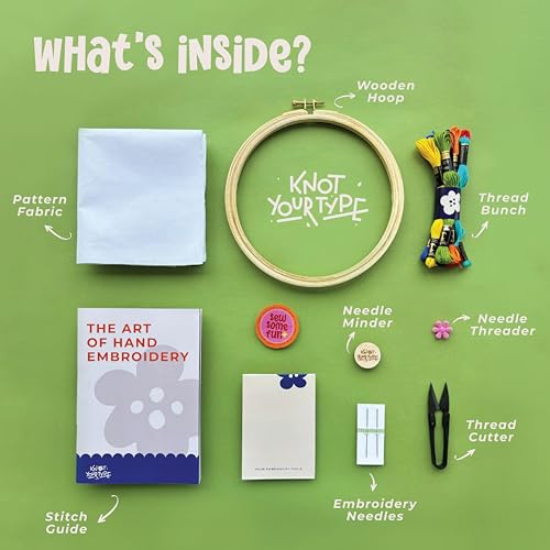 Image of KNOT YOUR TYPE Cotton Mandala DIY Embroidery Kit | Hand Embroidery Kit with All Stitching Materials | Perfect Art & Craft Gift Set, Stitching Kit for Adults, Blue