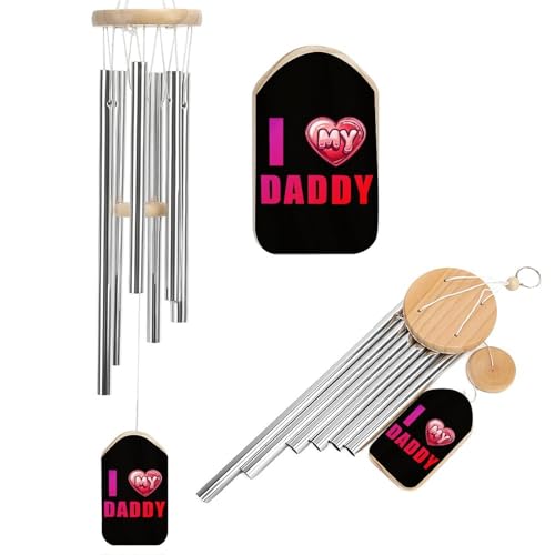 I Love My Daddy Wind Chimes Print Memorial Windchimes with Pendant for Garden Yard Home Hanging Decor