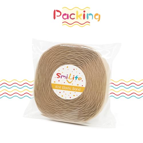 SmiLife Silicone Gripper Elastic Band for Sewing, Beige, 1.05 Inches x 12 Yards