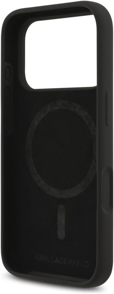 CG MOBILE Karl Lagerfeld Silicone Ring "Karl & Choupette" Compatible with MagSafe Case for iPhone 17 Pro Max (Black)