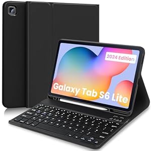 YUEJIDZ Keyboard Case for Samsung Galaxy Tab S6 Lite 2024, Leather Cover with Magnetically Detachable Wireless Keyboard with S-Pen Holder for Galaxy Tab S6 Lite 10.4" 2024/2022/2020, Black