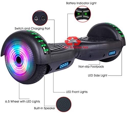 Miniatura 5 de Hoverboard (aeropatín) para niños de 6.5 in, con dos ruedas, auto equilibrante, certificado UL 2272