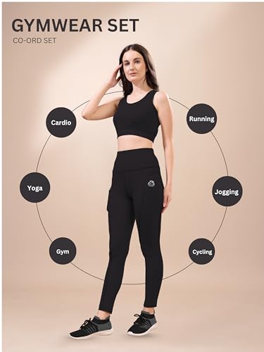Image of High-Waist Track Suit, Co-ord Set for Women's, Gym wear 2-Piece Workout Set, Sports Bra and Bottom Set, Sports Running Suits, Yoga Wear