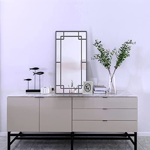 Wonstart 30 X 15 Inch Decorative Mirrors For Wall Decor, Industrial Farmhouse Mirror For Living Room Bedroom Entrance, Grey Metal Frame, Hanging Horizontally/Vertically #TOP7