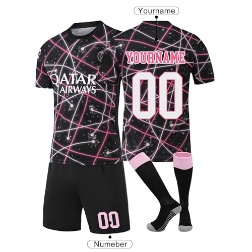 Genérico PSG 2025/2026 Camiseta de Fútbol Personalizadas Nombre Número para Hombres y Niño, Paris Equipación de Fútbol con Conjunto Top Pantalón Corto y Calcetines Regalo de PSG