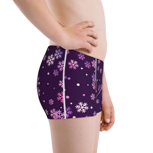 Boys' Cotton Boxer Brief Soft Underwear-Purple Snow Flakes2