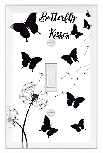 Create-A-Mural Black Butterfly Girls Light Switch Cover Plate Kids Decorative Nursery Teen Toddler Room Decor Bedroom Bathroom Playroom (Butterfly Kisses)
