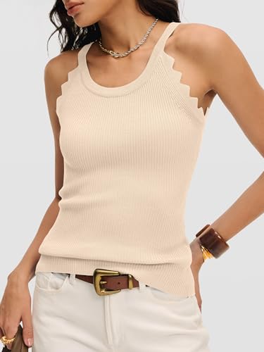 Image of ANRABESS Womens Summer Tank Tops Sleeveless Ribbed Camisole | Spaghetti Strap Cami Sweater, Soft Lightweight, Slim Knit, Casual Beach Vacation Travel Office Clothes, Spring Fall Layering