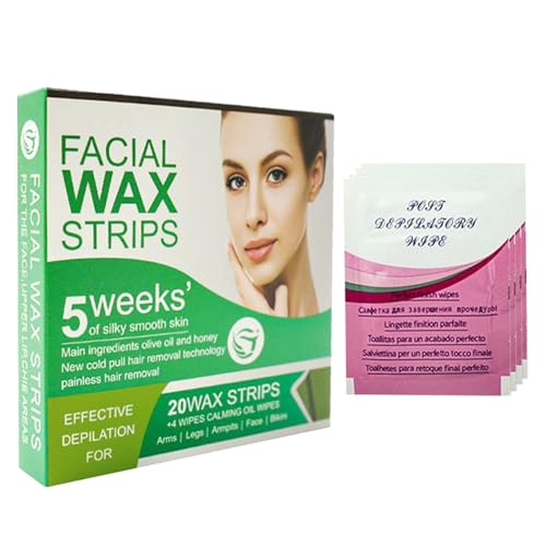 Tiras Depilatorias para Rostro | Tiras Para Labio | Algodón Natural Suavizante Rápido Para Piel Sensible Mujer Mano Pierna Pecho