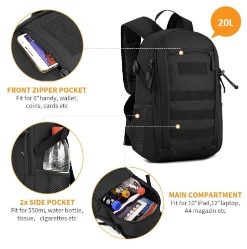 Image of ALASKA 10L /20L Mini & Small Tactical Backpack MOLLE Daypack Gear Pack Camping Bag.