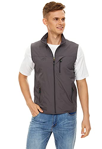 Mens Lightweight Vest Casual Softshell With Pockets Windproof Jacket For Sport Golf Work Gy-3Xl #TOP18