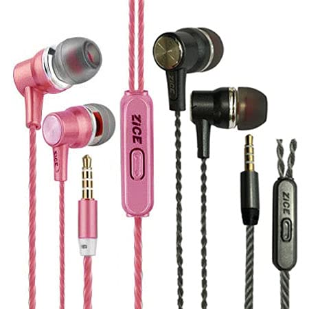 Zice High Bass Earphones in-Ear with Mic for Mobiles Etc Pack of 2