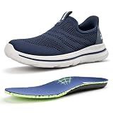Baskets Slip-on Homme avec Soutien Voûte Plantaire - Chaussures de Marche Respirantes et Légères - Sneakers sans Lacets pour Ville & Sport - Confort Orthopédique