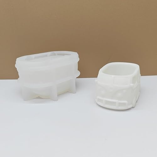 Miniatura 4 de Molde de resina, moldes de silicona para macetas, molde de hormigón en forma de autobús 3D, moldes para jarrón de flores, molde de cemento, material