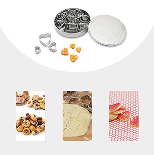 Homy Feel Mini Geometric Shaped Cookie Biscuit Cutter Set 24 Hexagon Square Heart Triangle Round Tiny Circle Baking Stainless Steel Metal Molds #TOP7