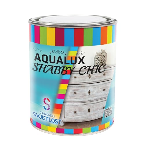 Chromos Svjetlost AQUALUX Shabby Chic Wood Topcoat – Premium Decorative Finish with Vintage Shabby Chic Effect – Durable Colour Protection for Wood Surfaces – Turquoise Star - 750ml