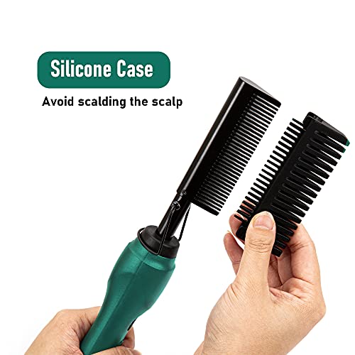 Hot Comb Hair Straightener,Electric Heat Press Comb,Anti-Scald Ceramic Hot Comb For Black Hair, Beard And Wigs,Ceramic Curling Flat Iron Curlers Designed Hair #TOP3