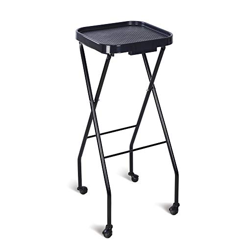 Folding Salon Tray, Salon Trolley, Salon Cart Tattoo Rolling Tray Station-Black